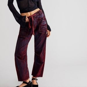 Free People Moxie Flocked Barrel Jeans